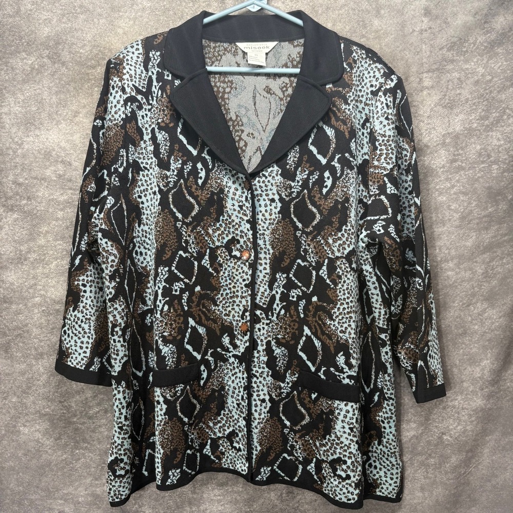 Exclusively Misook Cardigan Plus Size 3X Snakeskin Animal Print Acrylic Knit VTG